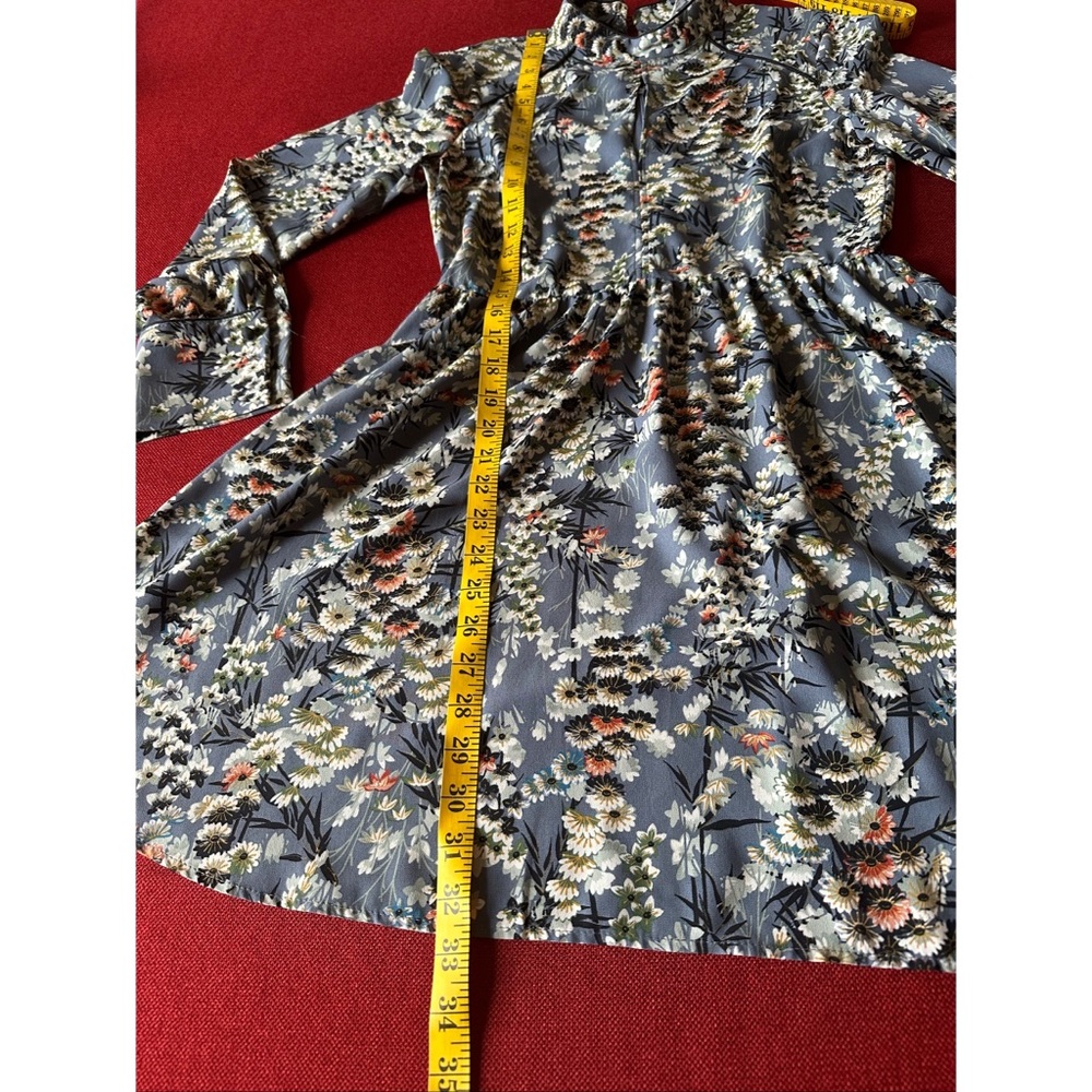 Zara Floral Gathered Waist Long Sleeves Mini Dress, NWOT, M - Picture 11 of 15